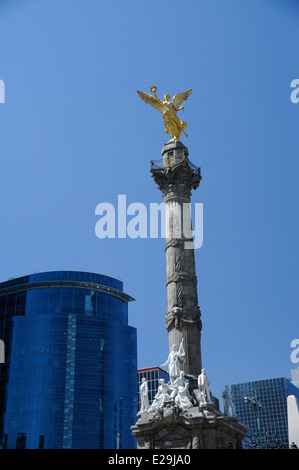 The Angel of Independence, officially known as a Victory Column located on a roundabout over Paseo de la Reforma. Stock Photo