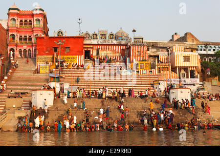 India, Uttar Pradesh State, Varanasi, Kedar Ghat Stock Photo