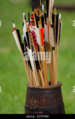 France, Ardennes, Sedan, medieval festival,arrows Stock Photo