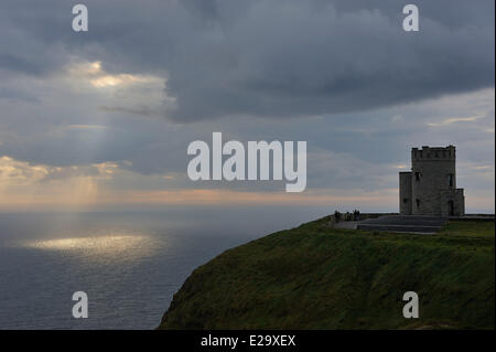 Ireland, County Clare, Cliffs of Moher and O'Brien's tower Stock Photo