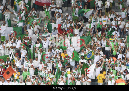 Minais Gerais, Brazil. 17th June, 2014. Fans are seen at Mineirao Stadium in Belo Horizonte, Minas Gerais, southeastern Brazil, hours before the match between Belgium and Algeria for the 2014 FIFA World Cup. Credit:  dpa picture alliance/Alamy Live News Stock Photo