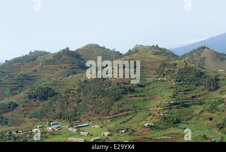 aerial view around the Virunga Mountains in Uganda (Africa) Stock Photo