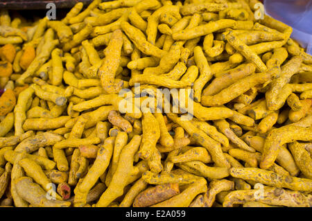 India, Tamil Nadu State, Chennai (Madras), the turmeric is a spice used to cook indian food and also to dye fabrics Stock Photo