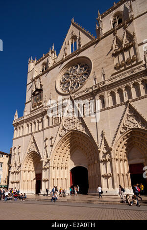 France, Rhone, Lyon, historical site listed as World Heritage by UNESCO, Vieux Lyon (Old Town), St Jean Cathedral Stock Photo