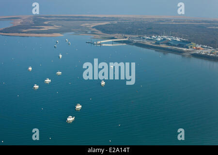 France, Calvados, Merville Franceville Plage, the Orne Bay, nautical base (aerial view) Stock Photo