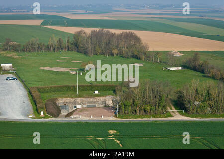 France, Calvados, Colleville Montgomery, Hillman fortified site, the coastal German command post (aerial view) Stock Photo