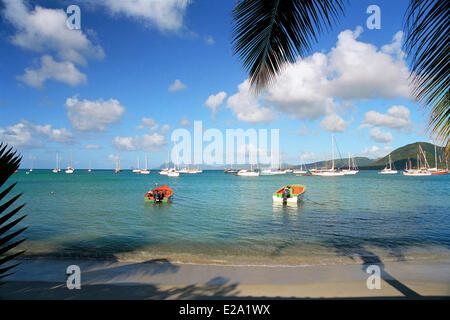 France, Martinique (French West Indies), Sainte Anne, boats in the bay of Saint Anne Stock Photo