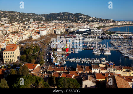 France, Alpes Maritimes, Cannes, Vieux Port (Old Harbour) and old quarter of Le Suquet Stock Photo
