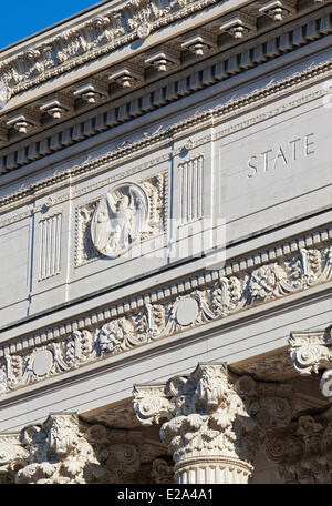 United States, New York state, Albany, the state capital, the pediment of the New York State Department of Education Building Stock Photo