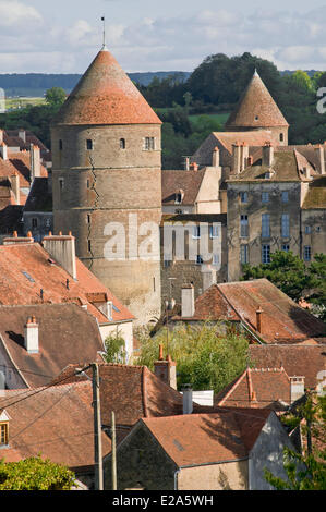 France, Cote d'Or, Semur en Auxois, dungeon walled old city Stock Photo