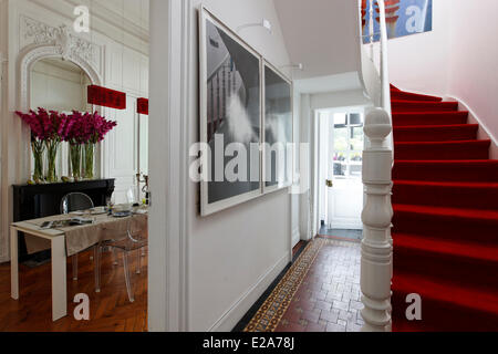 France, Nord, Lille, Maison Theodore, bed and breakfast top of the range, staircase Stock Photo