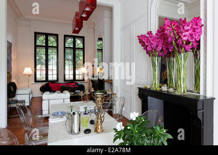 France, Nord, Lille, Maison Theodore, bed and breakfast top of the range, dining room Stock Photo