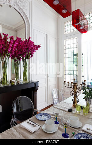 France, Nord, Lille, Maison Theodore, bed and breakfast top of the range, dining room Stock Photo