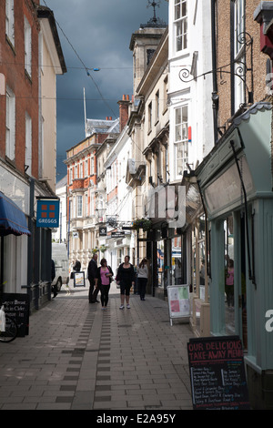 Historic buildings in Little Brittox shopping street, Devizes, Wiltshire, England Stock Photo