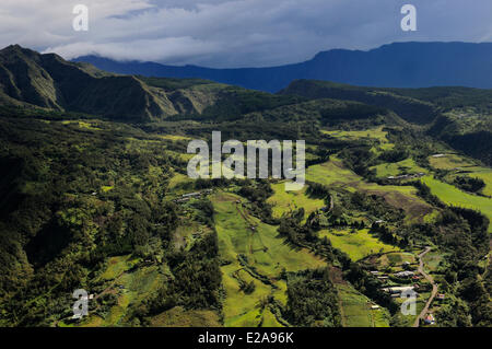 France, Ile de la Reunion (French overseas department), the Makes state forest on the edge of the Cirque of Cilaos (aerial view) Stock Photo