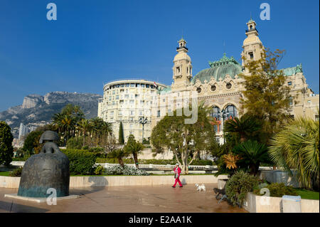 Principality of Monaco, Monaco, Societe des Bains de Mer de Monaco, the facade on the sea side of the casino and of the Opera Stock Photo