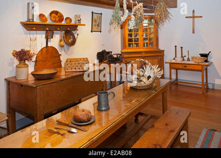 Canada, Quebec Province, Montreal, Pointe Saint Charles district, St. Gabriel's house, museum of rural life, the dining room Stock Photo