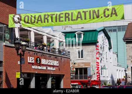 Canada, Quebec Province, Montreal, Latin Quarter, Rue Saint Denis, the restaurant bar The Three Brewers Stock Photo