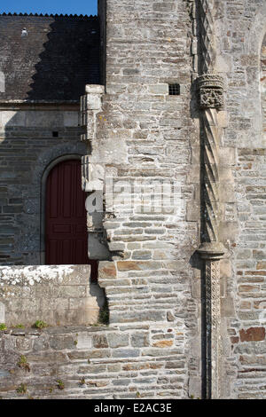 France, Morbihan, Blavet Valley, Pontivy, Rohan castle, gutter in hollow stone with the symbol of the Duchess Anne (the crowned Stock Photo