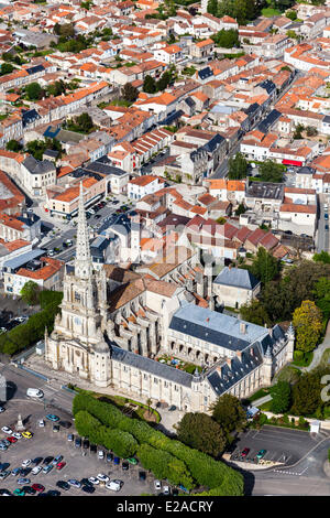 France, Vendee, Lucon, Notre Dame de l'Assomption cathedral (aerial view) Stock Photo