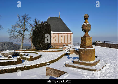 France, Bas Rhin, Mont St Odile, Sainte Odile convent, geographical sundial with 24 faces Stock Photo