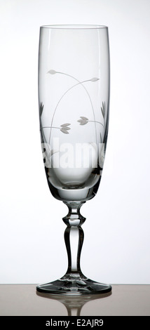 Decorated stemmed glass for champagne on white background Stock Photo