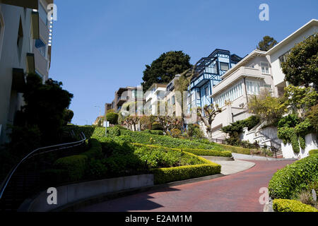 United States, California, San Francisco, Russian Hill District, Lombard Street, zigzag portion of the street Stock Photo