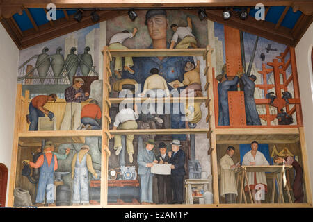 United States, California, San Francisco, Russian Hill, San Francisco Art Institute, Diego Rivera's 1931 fresco, mural Stock Photo