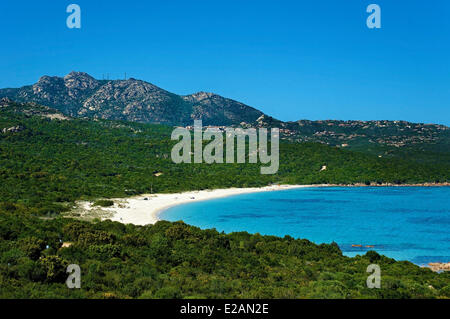 Italy, Sardinia, Olbia Tempio Province, the Emerald Coast (Costa Smeralda), Arzachena, Liscia Ruja cove, white sandy beach Stock Photo