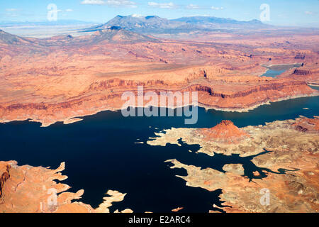 United States, Utah, Glen Canyon National Recreation area near Page, lake Powell (aerial view) Stock Photo