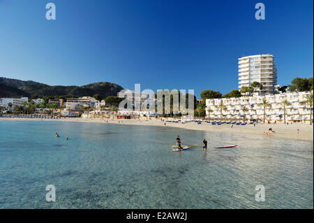 Spain, Balearic Islands, Mallorca, Peguera, beach with transparent water Stock Photo