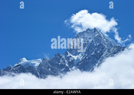 View of Mt. Thamserku from trail between Namche Bazaar and Everest View Hotel, Sagarmatha National Park, Nepal, Asia Stock Photo