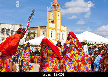 Colombia, La Guajira Department, Uribia, dancers on the central square, during the annual Cultural Festival of the Wayuu people Stock Photo