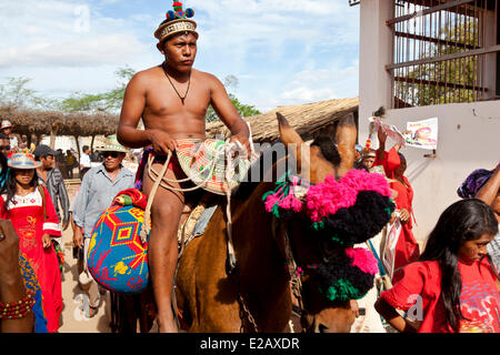 Colombia, La Guajira Department, Uribia, procession during the annual Wayuu Festival Stock Photo