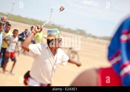 Colombia, La Guajira Department, Uribia, sports trial during the cultural annual Wayuu Festival Stock Photo