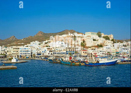 Greece, Cyclades, Naxos Island, Hora (Chora), Kastro, harbour Stock Photo