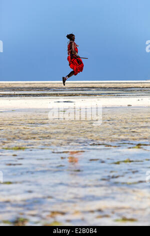Kenya, Malindi district, Masai of Amboseli dancing on the beach Model release disponible Stock Photo