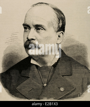 Joaquim Tomás Lobo de Avila (1822-1901). Portuguese politician and diplomat. Engraving. Stock Photo
