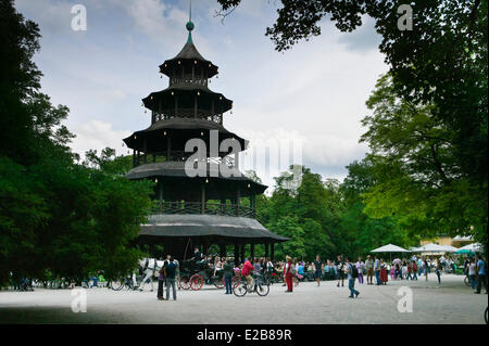 Germany, Bavaria, Munich, English garden pagoda in the Stock Photo