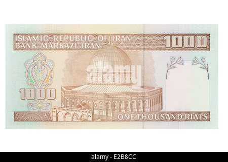 Iranian one thousand rial banknote on a white background Stock Photo ...
