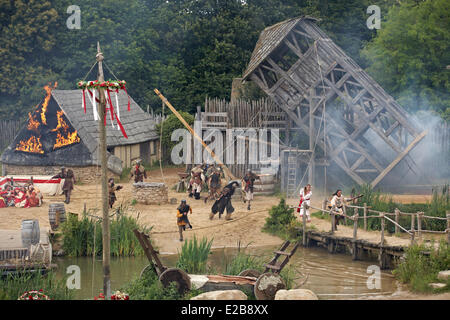 France, Vendee, Les Epesses, Le Puy du Fou amusement park, The Vikings Show Stock Photo