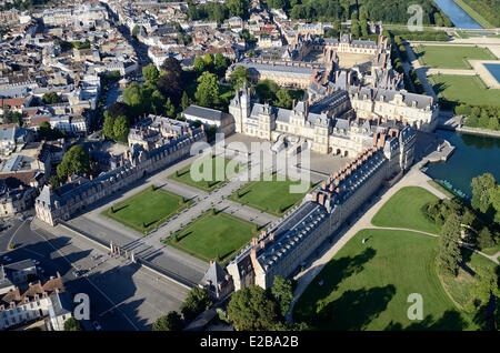 Aerial view of Chateau de Fontainebleau with its gardens, a UNESCO