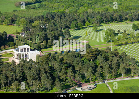 France, Calvados, Omaha Beach, Colleville sur Mer, Normandy American Cemetery and Memorial (aerial view) Stock Photo