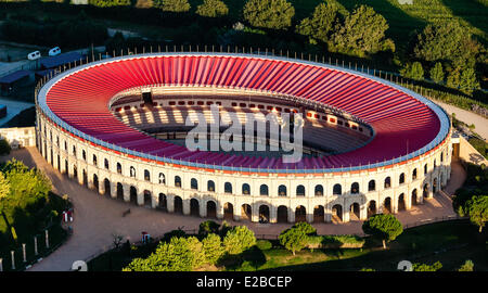 France, Vendee, Les Epesses, Le Puy du Fou amusement park, the arena (aerial view) Stock Photo