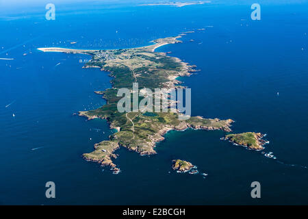 France, Morbihan, Iles du Ponant, Ile de Houat (aerial view) Stock Photo