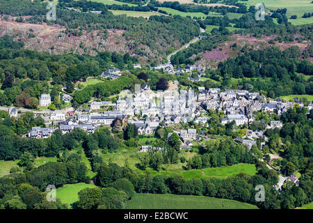 France, Morbihan, Rochefort en Terre, labelled The Most Beautiful Villages of France (aerial view) Stock Photo