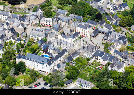 France, Morbihan, Rochefort en Terre, labelled The Most Beautiful Villages of France (aerial view) Stock Photo