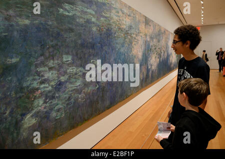 United States, New York City, Manhattan, Midtown, Museum of Modern Art (MoMa), Les Nympheas (Water Lilies) by Claude Monet Stock Photo