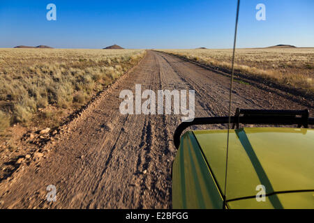 Namibia, Erongo and Hardap Regions, Kuiseb River Valley, Namib Naukluft National Park, Namib Desert, near Homeb, ATV vehicle Stock Photo