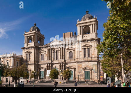 Bolivia, La Paz Department, La Paz, Murillo square, the cathedral Stock Photo